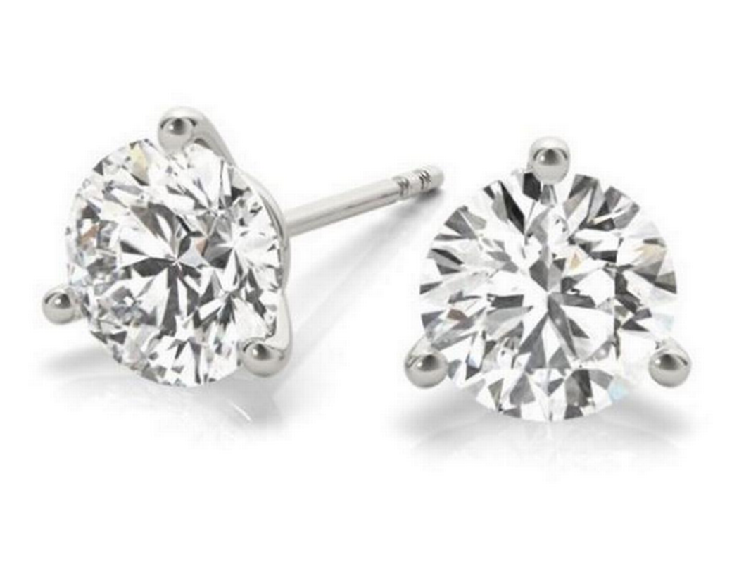 Round Diamond Stud Earrings 1.70 carat weight total